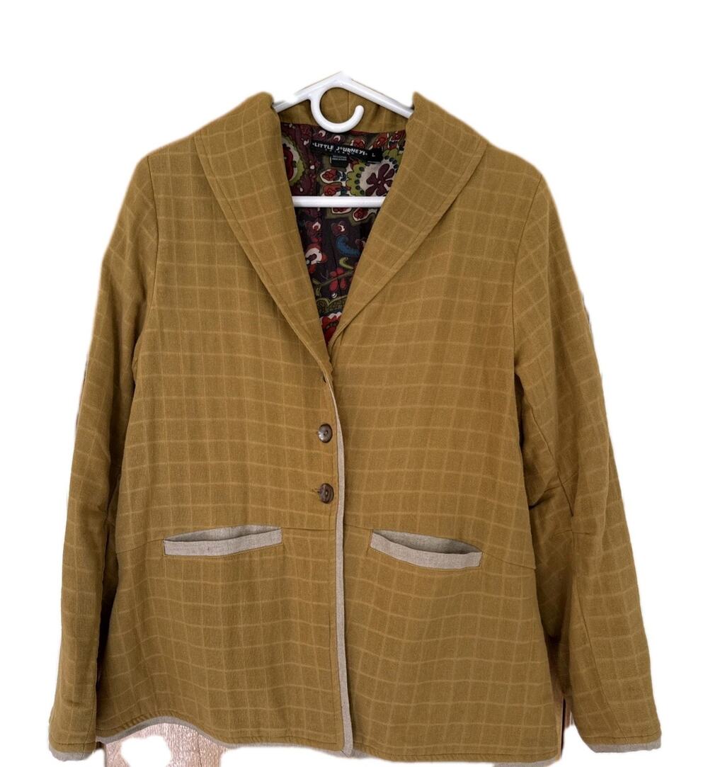 Little Journeys Chicago Floral Button Mid-Length Jacket Mustard Size Large